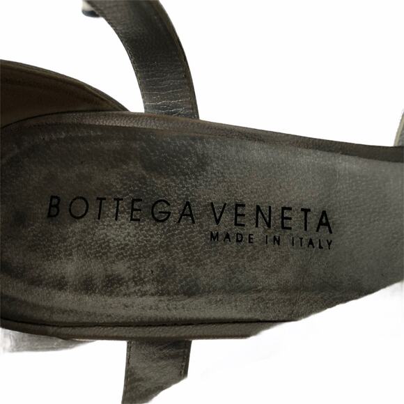 Bottega Veneta Peep Toe Heels Silver 9 Vintage 80s